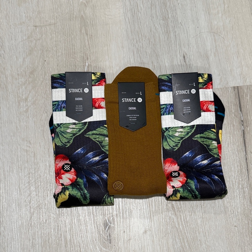 Stance Men's Tropical Floral Crew Large Socks - Black and Multicolor 3 pk